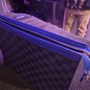 Louis Vuitton Checkered Black and Blue Pouch/wallet/clutch